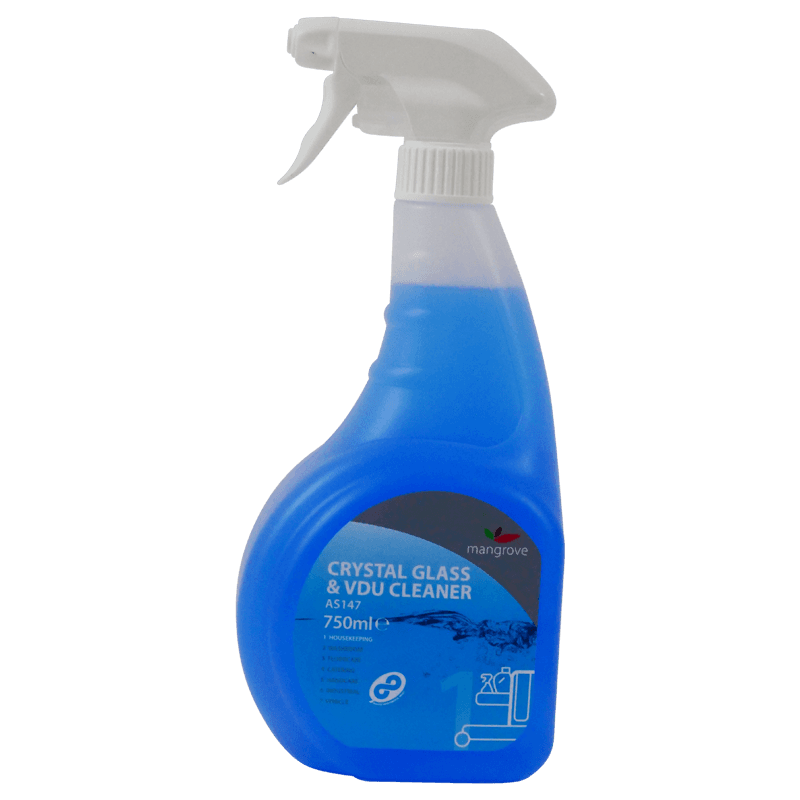 Pack of 6 Clena Crystal Glass & VDU Cleaner Trigger 750ml
