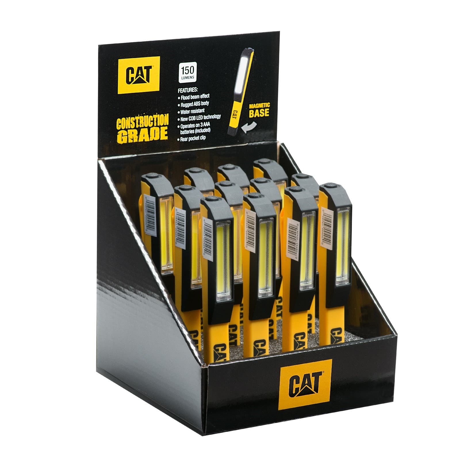 Caterpillar Caterpillar Pocket Cob 175LM Display 12 Pieces - Yellow/Black in Yellow/Black