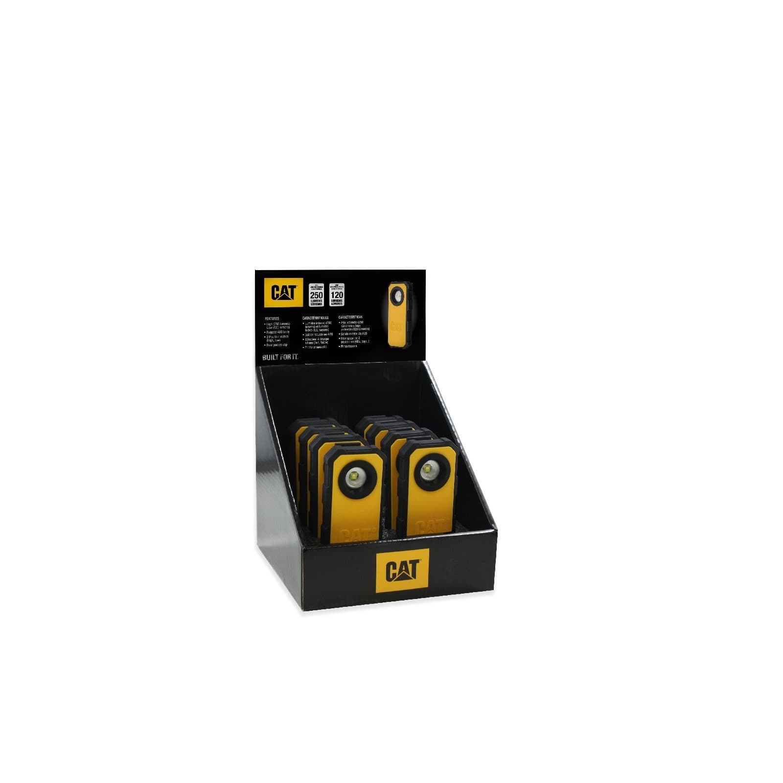 Caterpillar Caterpillar Pocket Spot Light 250LM 8Pcs Display - Yellow/Black in Yellow/Black