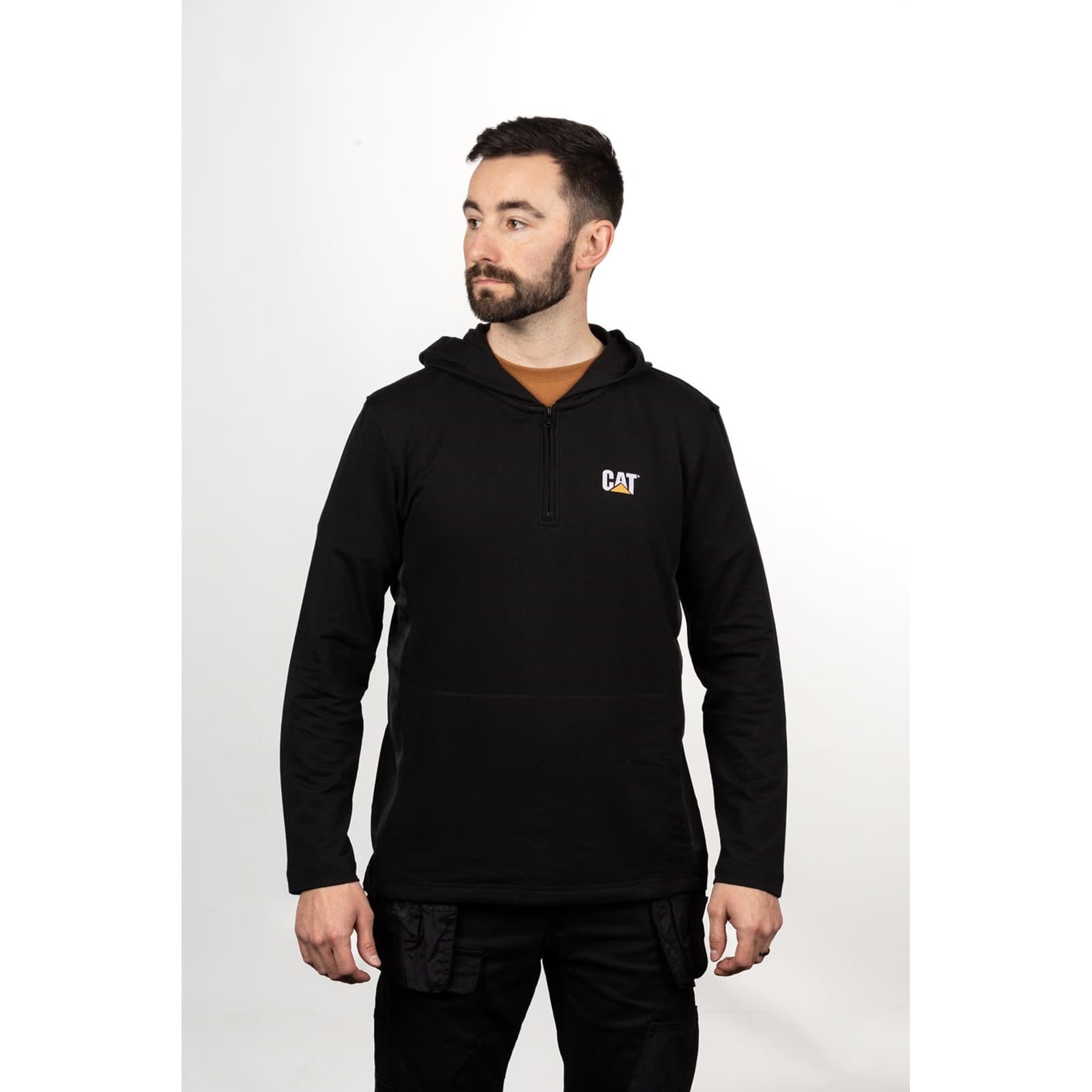Caterpillar Caterpillar Coolmax Quarter Zip Hoodie - Black in Black