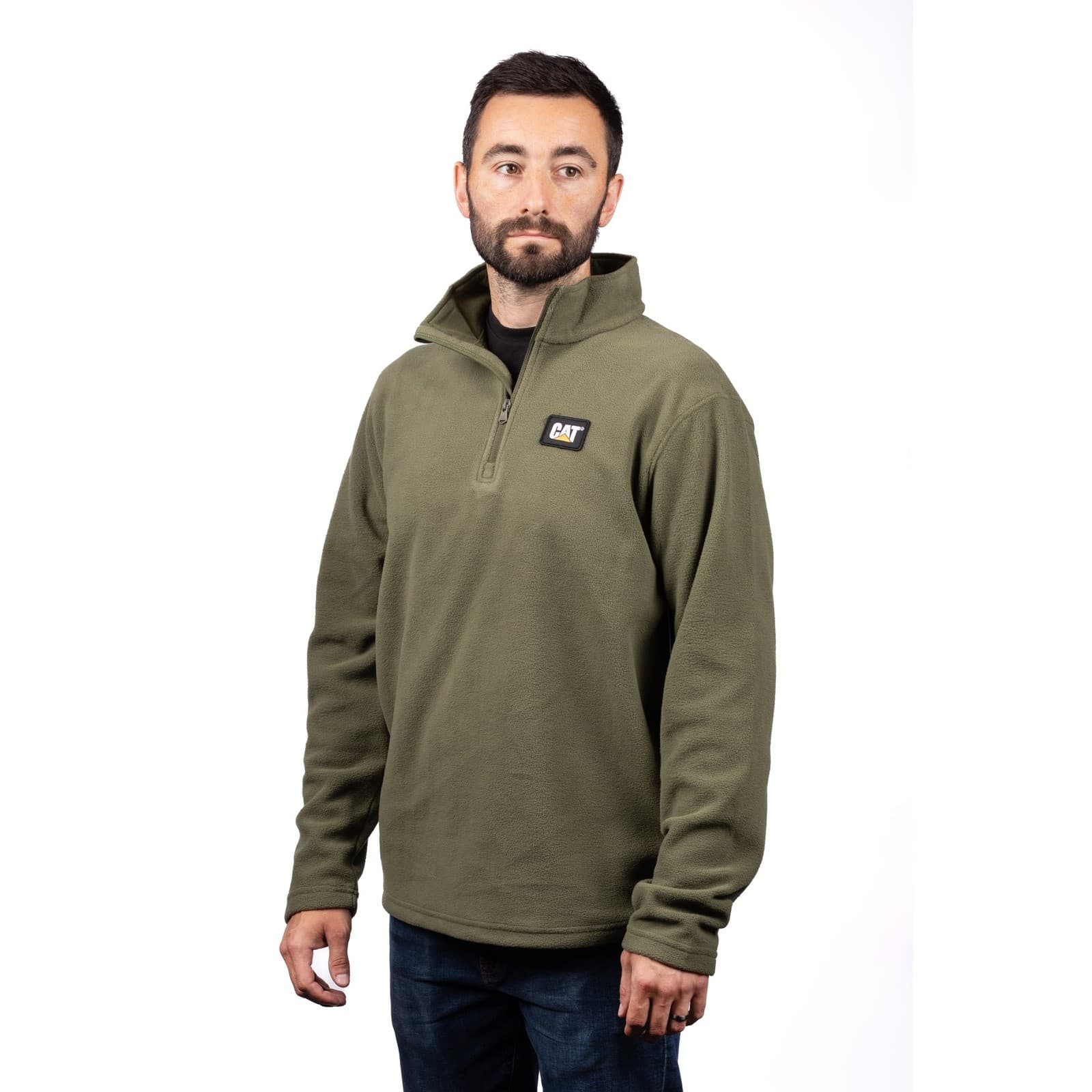 Caterpillar Caterpillar Cat Microfleece Quarter Zip - Chive in Chive