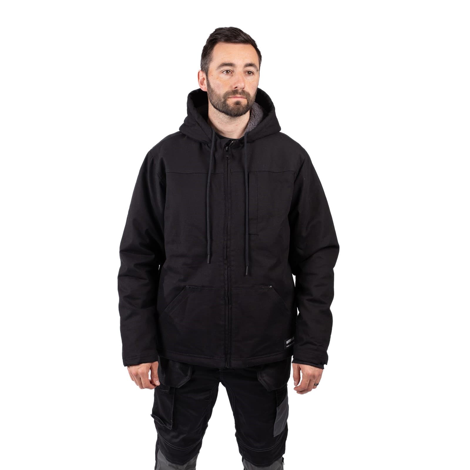 Caterpillar Caterpillar Hooded Sherpa Lined Jacket - Black in Black