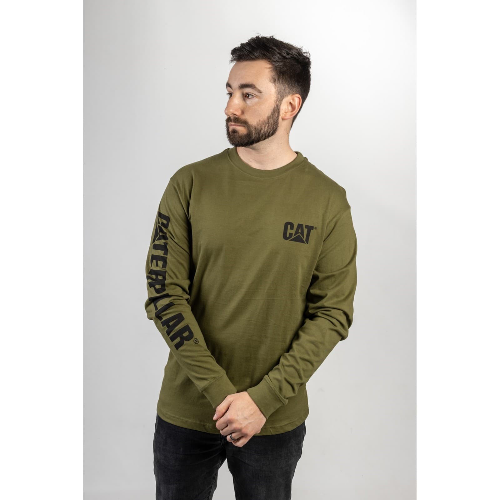 Caterpillar Caterpillar Trademark Banner Long Sleeve T-Shirt - Chive in Chive