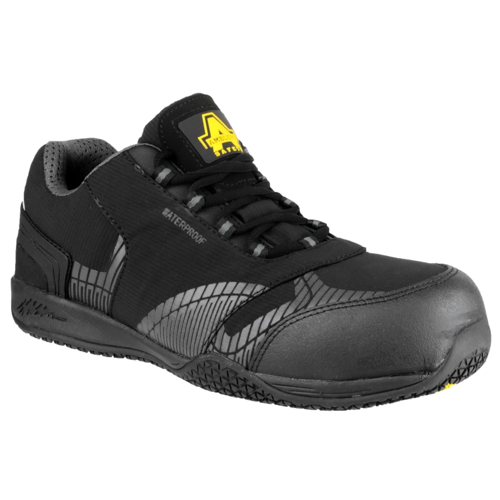 Amblers Safety Amblers Safety FS29C Waterproof Metal Free Non Leather Safety Trainer - Black in Black
