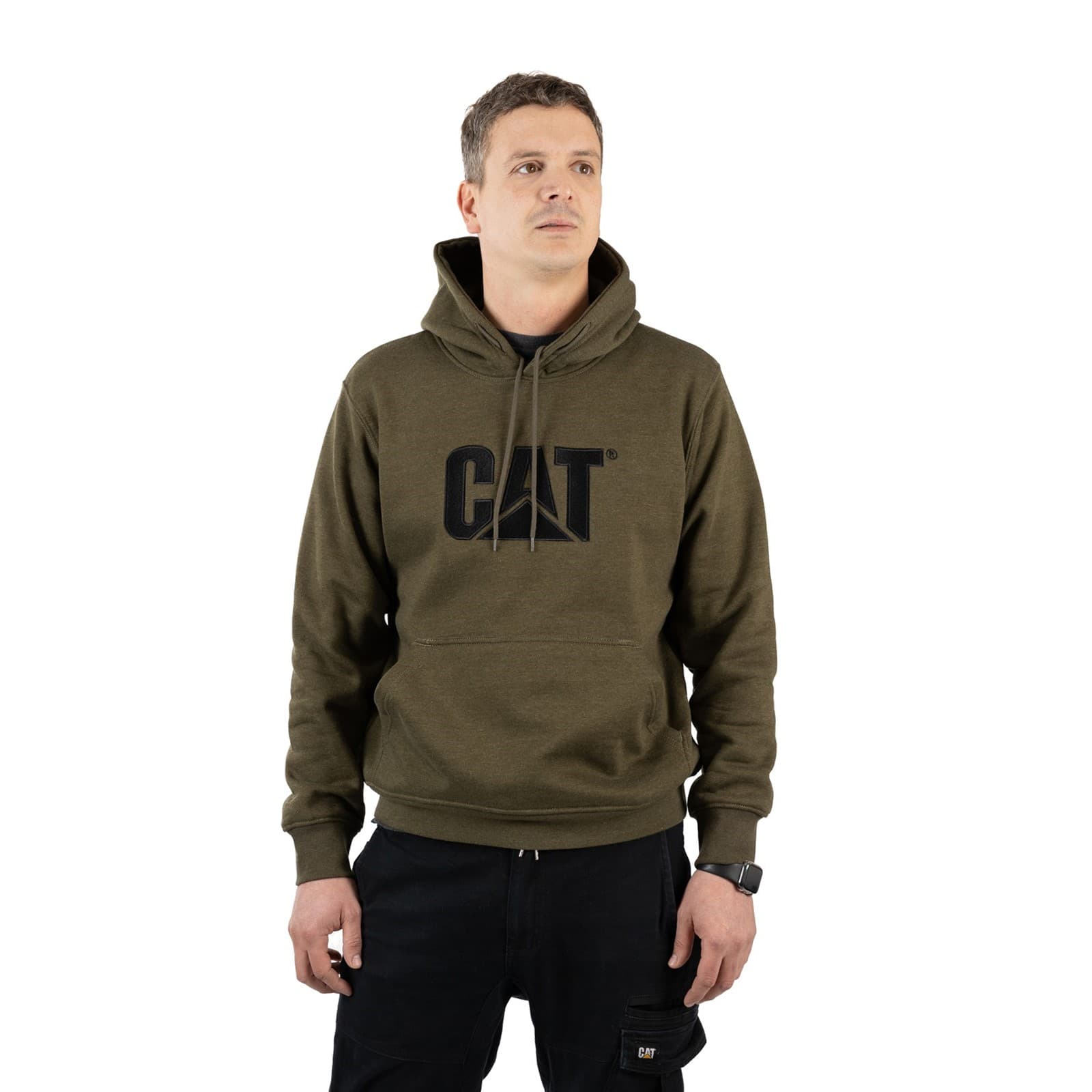 Caterpillar Caterpillar Trademark Hooded Sweatshirt - Army Moss Heather in Army Moss Heather