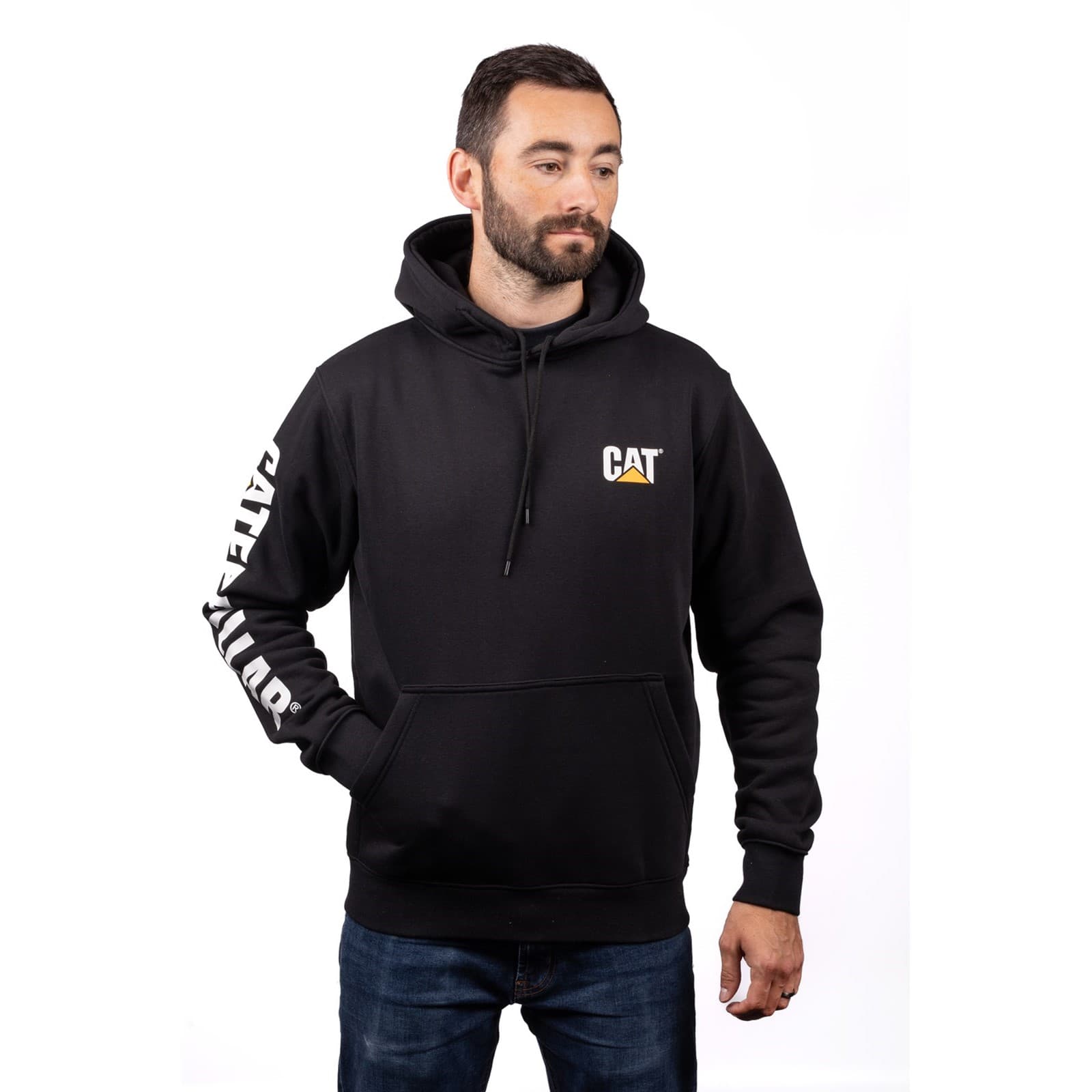Caterpillar Caterpillar Trademark Banner Hooded Sweatshirt - Black in Black