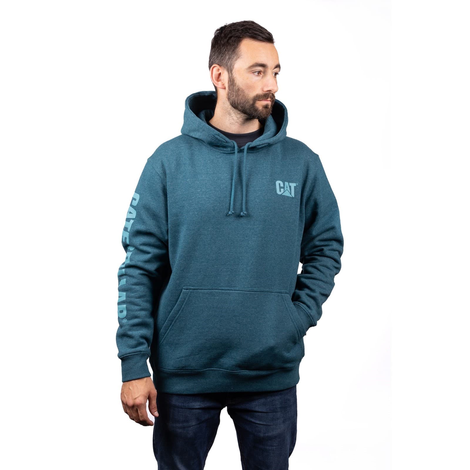 Caterpillar Caterpillar Trademark Banner Hooded Sweatshirt - Mallard in Mallard