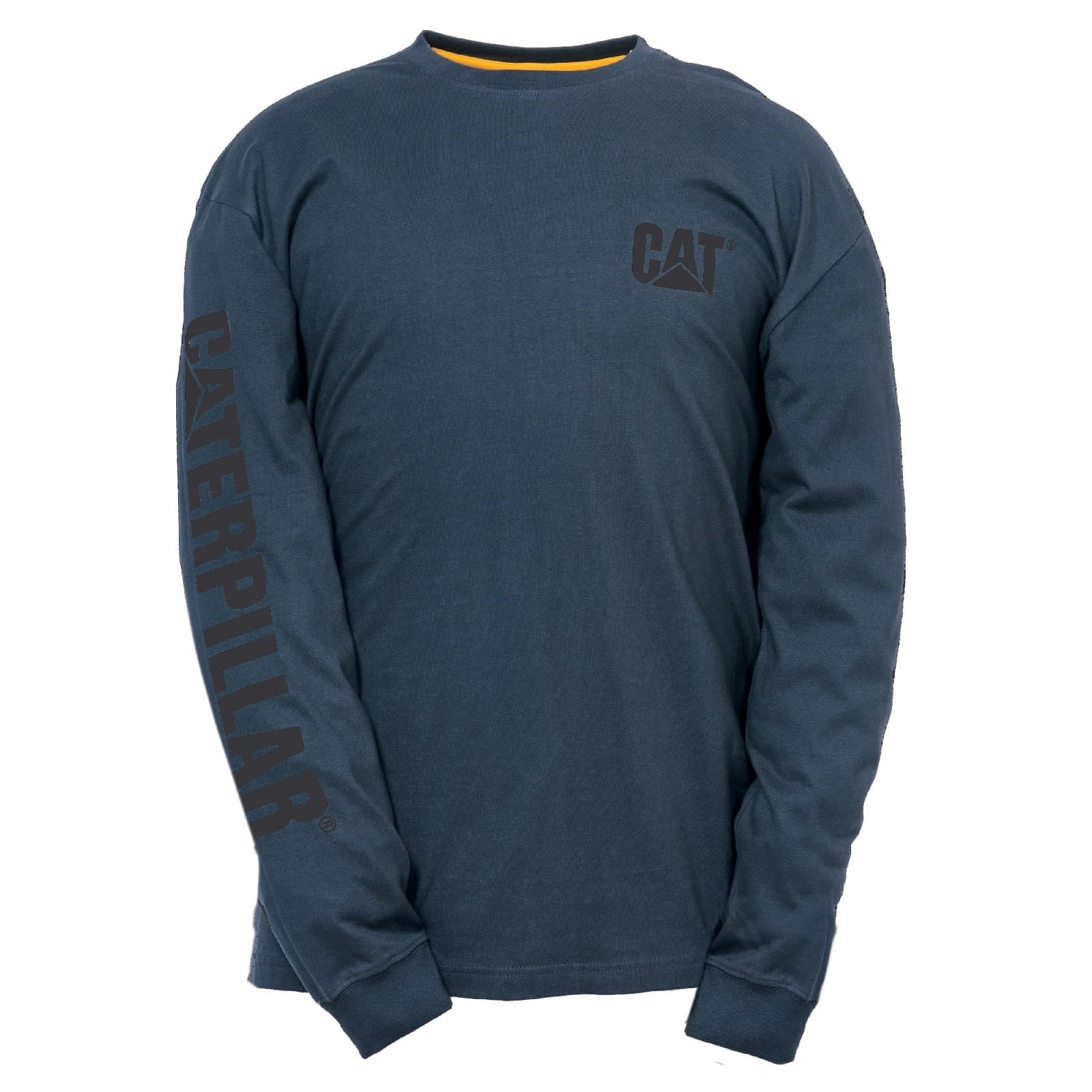 Caterpillar Caterpillar Trademark Banner Long Sleeve T-Shirt - Dark Marine in Dark Marine