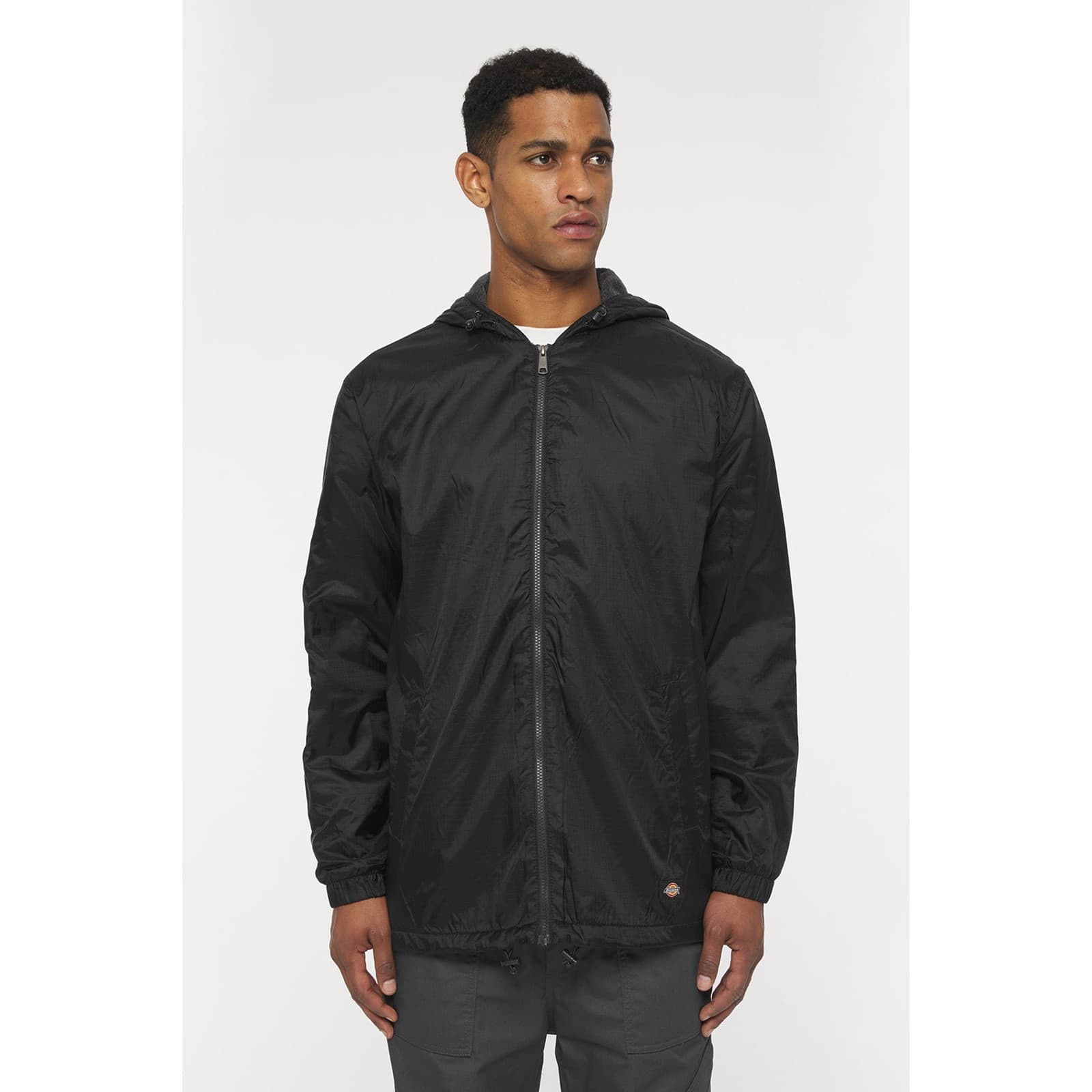Dickies Dickies Fleece Lined Nylon Hooded Jacket - Black in Black