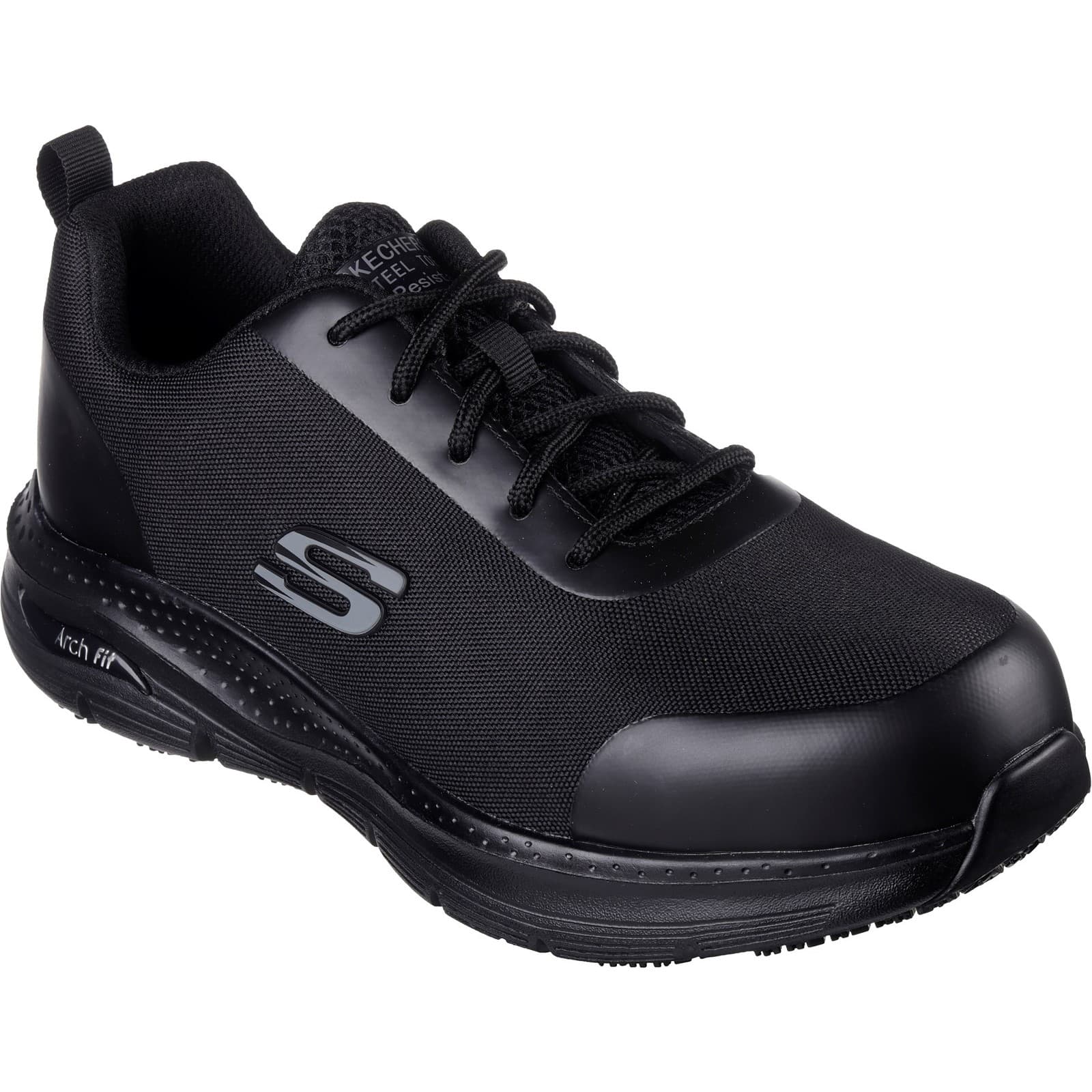 Skechers Workwear Skechers Workwear Arch Fit SR Ringstap Safety Trainer - Black in Black