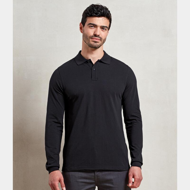 Premier Essential Unisex Long Sleeve Polo Shirt Thumbnail