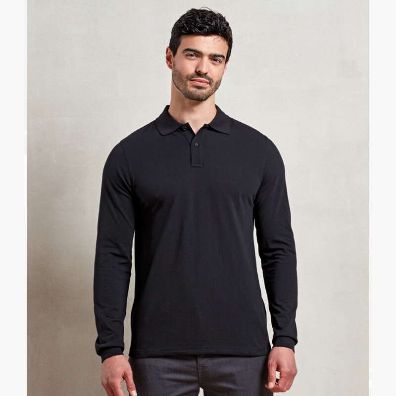 Premier Essential Unisex Long Sleeve Polo Shirt Thumbnail
