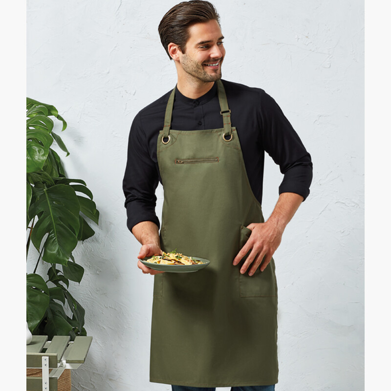 Premier Barley Contrast Stitch Bib Apron Thumbnail