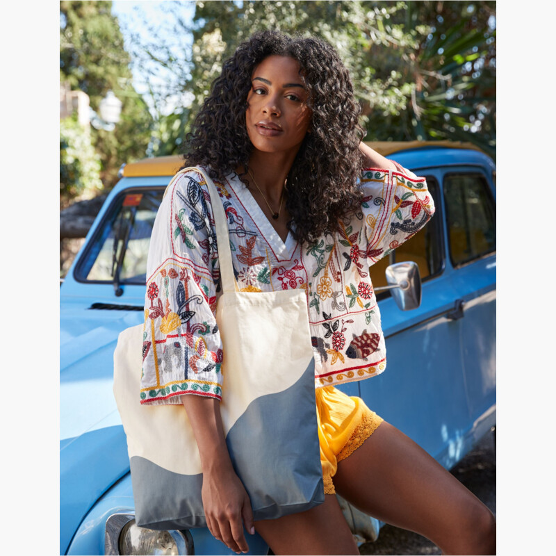 Wave Print Maxi Tote Thumbnail