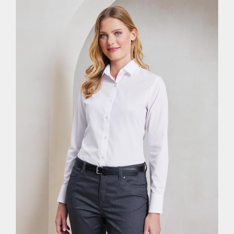 Premier Ladies Recyclight® Long Sleeve Poplin Shirt Thumbnail