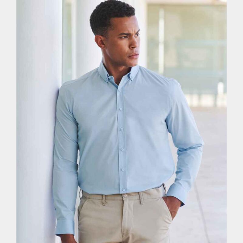 Henbury Long Sleeved Cotton Feel Coolplus® Shirt Thumbnail