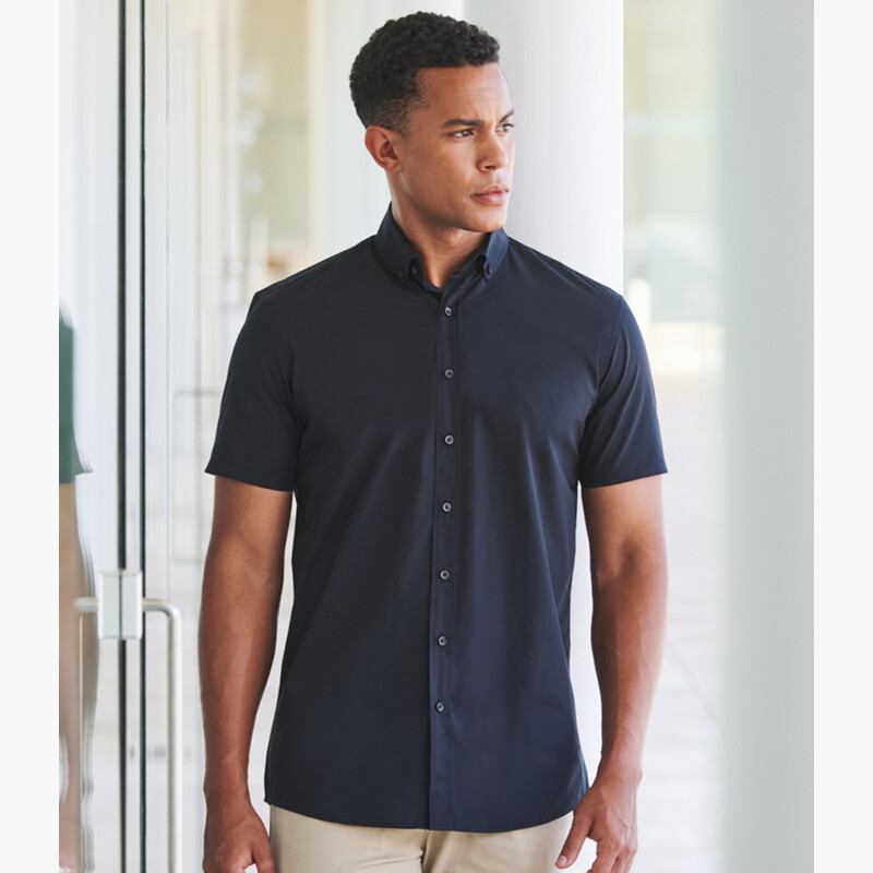 Henbury Short Sleeved Cotton Feel Coolplus® Shirt Thumbnail