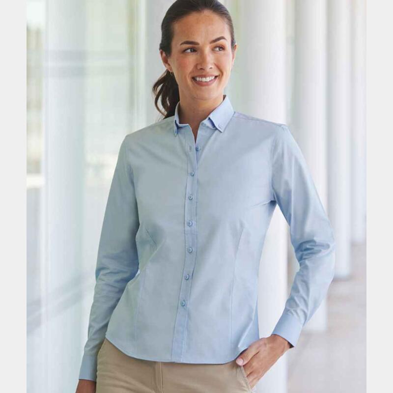 Henbury Ladies Long Sleeved Cotton Feel Coolplus® Shirt Thumbnail