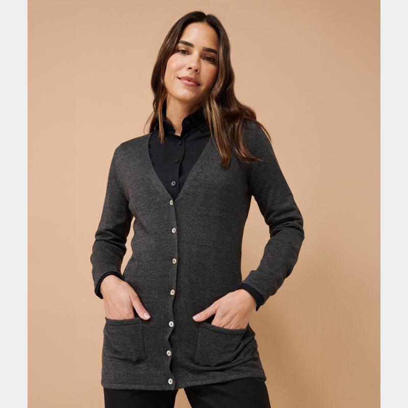 Henbury Ladies Cotton Acrylic V Neck Cardigan Thumbnail