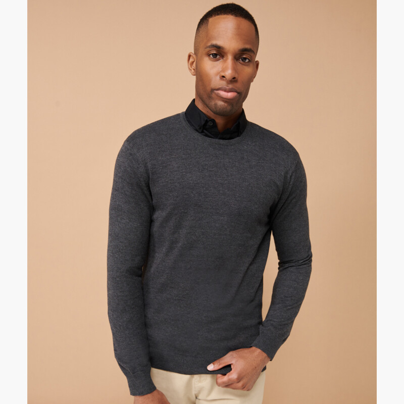Henbury Lightweight Cotton Acrylic Crew Neck Sweater Thumbnail