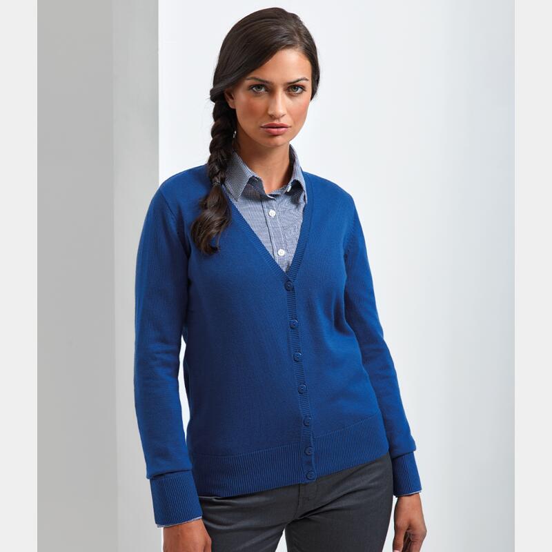 Premier Ladies Cotton Acrylic V Neck Cardigan Thumbnail