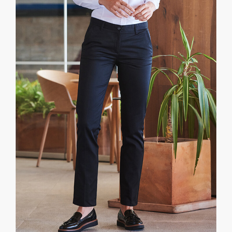 Henbury Ladies 65/35 Flat Fronted Chino Trousers Thumbnail