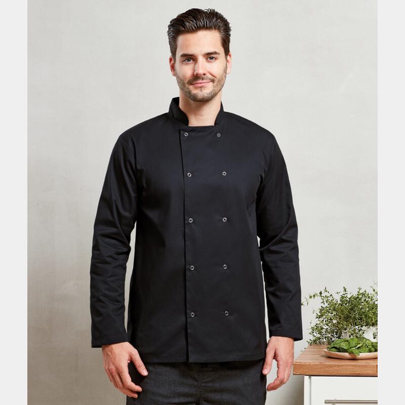 Premier Unisex Long Sleeve Stud Front Chef's Jacket Thumbnail