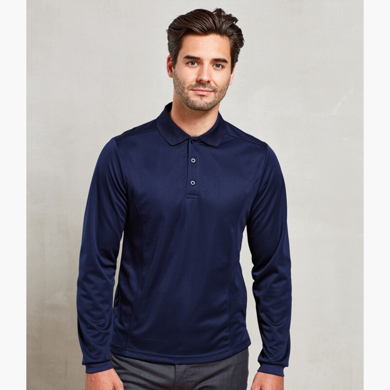 Premier Long Sleeve Coolchecker® Piqué Polo Shirt Thumbnail