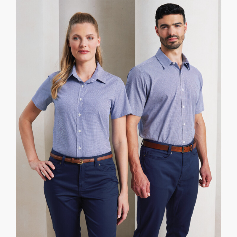 Premier Ladies Gingham Short Sleeve Shirt Thumbnail