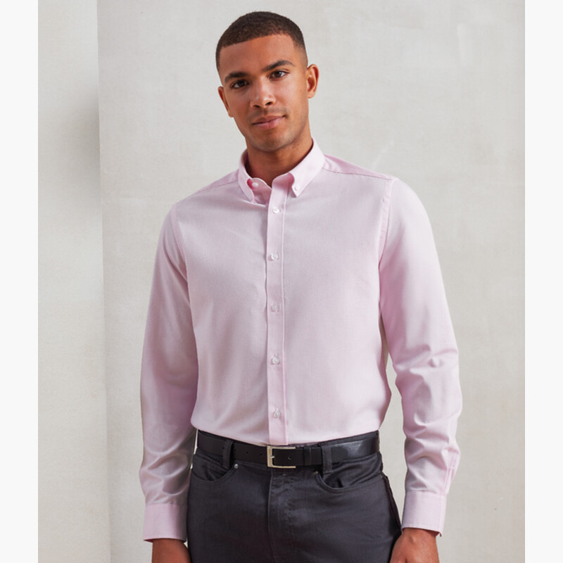 Premier Long Sleeve Striped Oxford Shirt Thumbnail