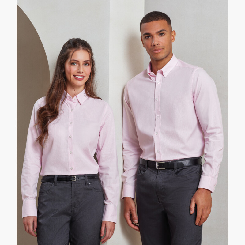 Premier Ladies Long Sleeve Striped Oxford Shirt Thumbnail