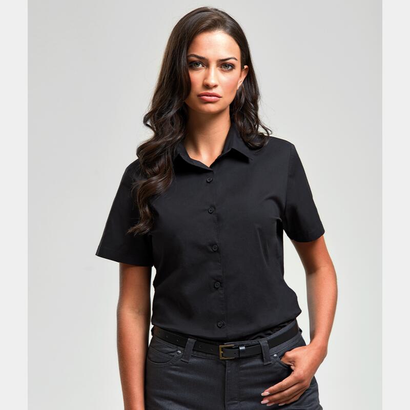 Premier Ladies Short Sleeve Stretch Fit Poplin Shirt Thumbnail