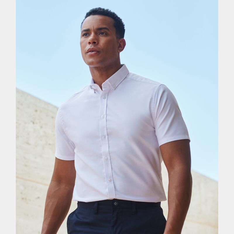 Henbury Modern Short Sleeve Slim Fit Oxford Shirt Thumbnail