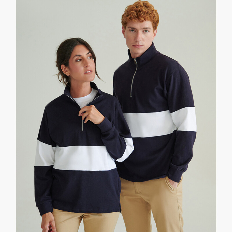 Front Row Panelled 1/4 Zip Neck Top Thumbnail