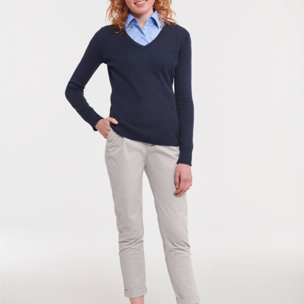 Russell Ladies' V-Neck Knitted Pullover Thumbnail