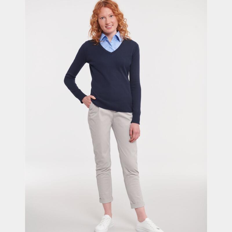 Russell Ladies' V-Neck Knitted Pullover Thumbnail