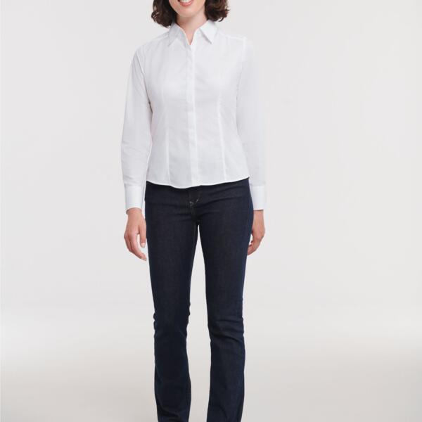 Russell Ladies' Long Sleeve Fitted Polycotton Poplin Shirt Thumbnail