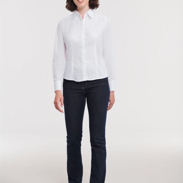 Russell Ladies' Long Sleeve Fitted Polycotton Poplin Shirt Thumbnail