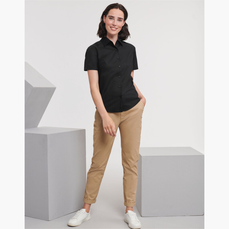 Russell Ladies' Short Sleeve Tailored Oxford Shirt Thumbnail