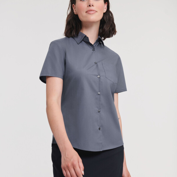 Russell Ladies' Short Sleeve Classic Polycotton Poplin Shirt Thumbnail