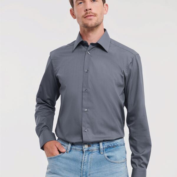 Russell Men's Long Sleeve Tailored Polycotton Poplin Shirt Thumbnail