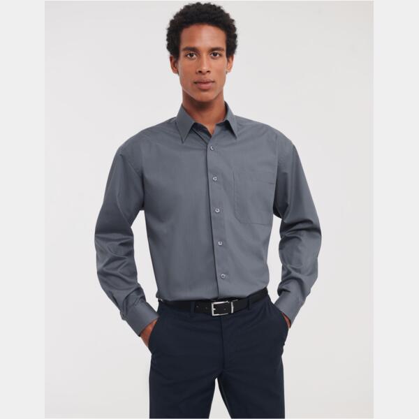 Russell Men's Long Sleeve Classic Polycotton Poplin Shirt Thumbnail