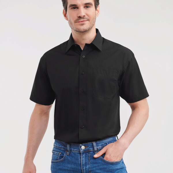 Russell Men's Short Sleeve Classic Polycotton Poplin Shirt Thumbnail