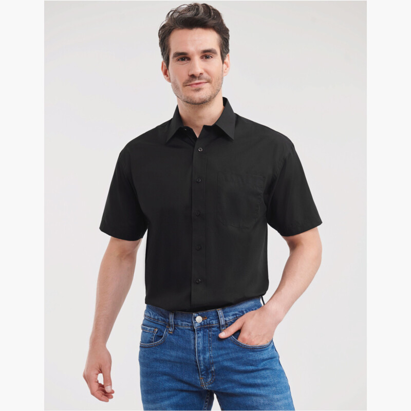 Russell Men's Short Sleeve Classic Polycotton Poplin Shirt Thumbnail