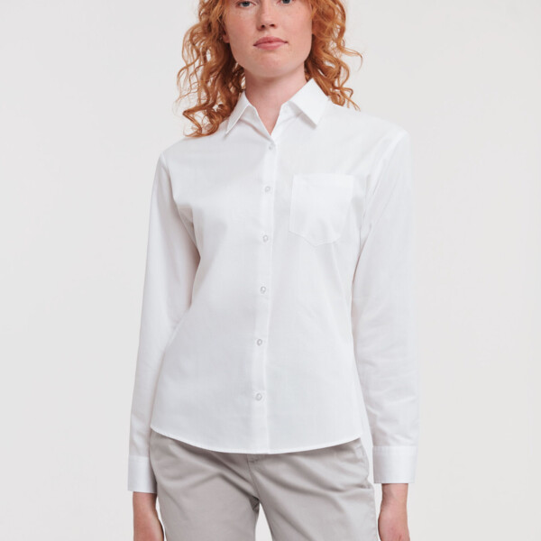 Russell Ladies' Long Sleeve Classic Pure Cotton Poplin Shirt Thumbnail