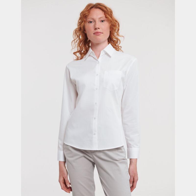 Russell Ladies' Long Sleeve Classic Pure Cotton Poplin Shirt Thumbnail