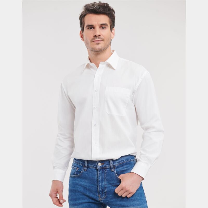 Russell Men's Long Sleeve Classic Pure Cotton Poplin Shirt Thumbnail