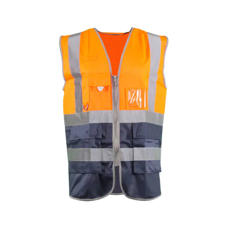Warrior DWHV28YN Ora/Navy Hi Vis Exec W/Coat - Black Thumbnail