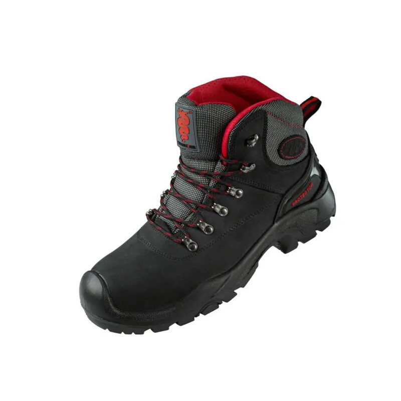 Warrior Waxy Work Boots With Scuff - Black Red Thumbnail