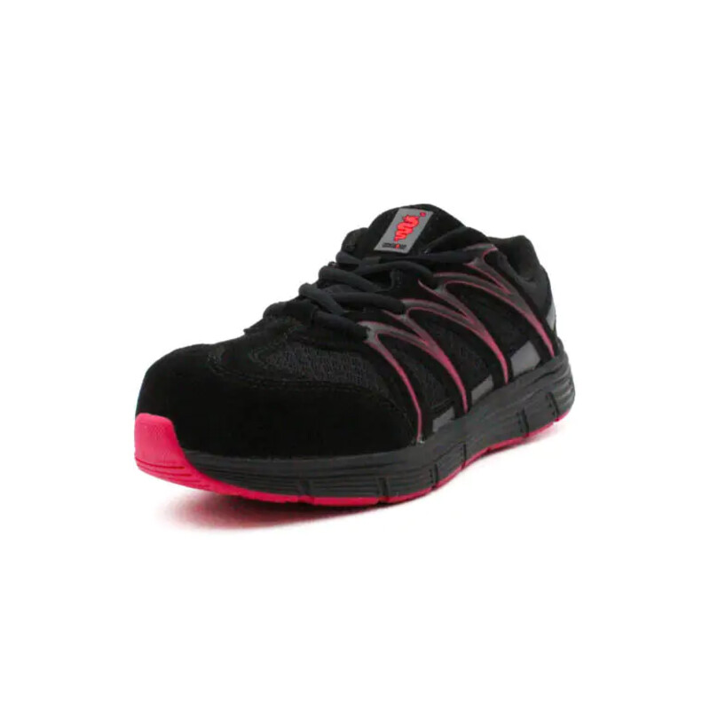 Warrior Ladies Safety Work Trainers - Black Pink Thumbnail